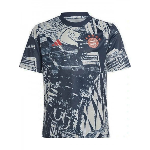 Bayern munich training jersey pre-match soccer uniform men's sportswear football tops sports indigo shirt 2024-2025