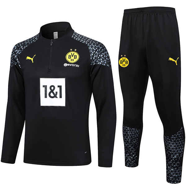 Borussia dortmund tracksuit soccer suit sports set zipper-necked black uniform men's clothes football training kit 2023-2024