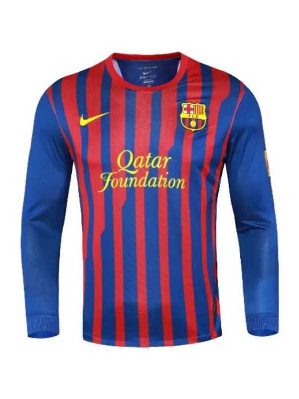 Barcelona home long sleeve retro jersey soccer uniform men's first football tops shirt 2011-2012