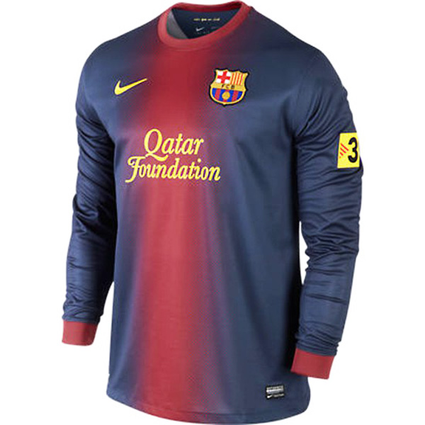 Barcelona home long sleeve retro jersey soccer uniform men's first football tops shirt 2012-2013
