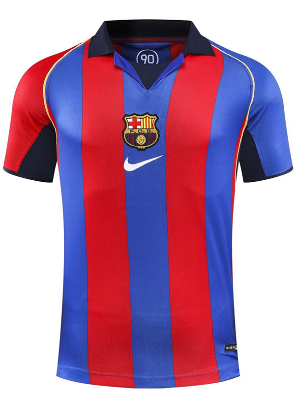 Barcelona home retro jersey vintage soccer uniform men's first football kit tops sport shirt 2001-2002