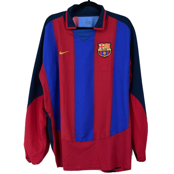 Barcelona home retro long sleeve jersey soccer uniform men's first sportswear kit football shirt 2003-2004