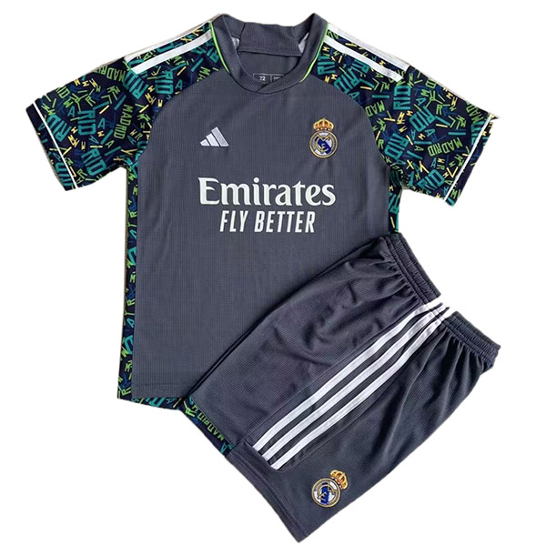 Real madrid anniversary edition kids jersey soccer kit children black football mini shirt youth uniforms 2023-2024