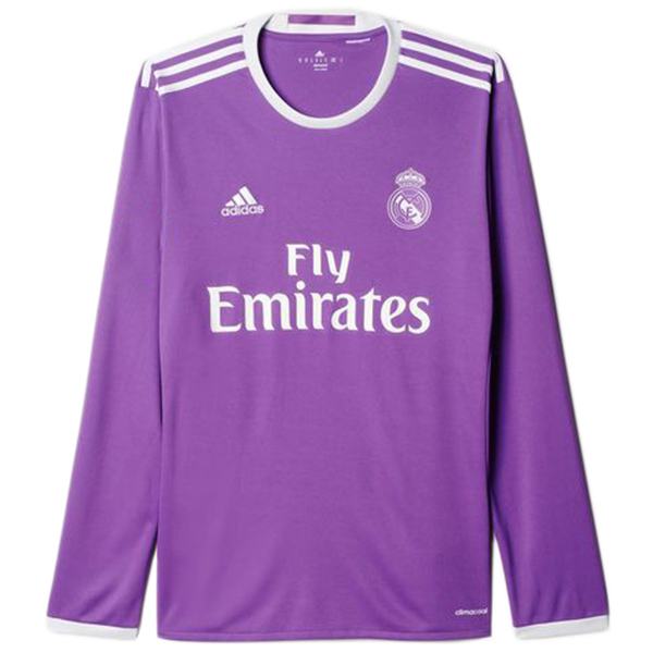 Real madrid away retro jersey long sleeve match men's second sportswear football shirt purple 2016-2017