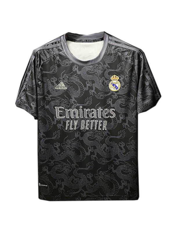 Real madrid dragon jersey special soccer uniform men's football kit black sports top shirt 2022-2023