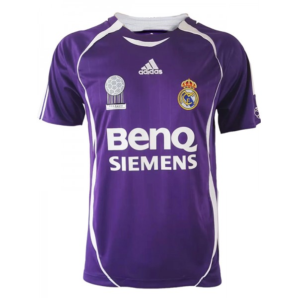 Real madrid goalkeeper retro jersey soccer vintage uniform men's purple football kit tops sport shirt 2006-2007