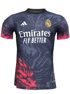 Real madrid special jersey player edition black dragon soccer uniform men's sports football kit top shirt 2024-2025
