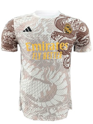 Real madrid white brown special player version soccer jersey dragon soccer uniform men's sports football kit top shirt 2024-2025