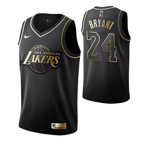 2019 All Star Game Los Angeles Lakers Kobe Bryant 24 Black Gold Basketball Jersey