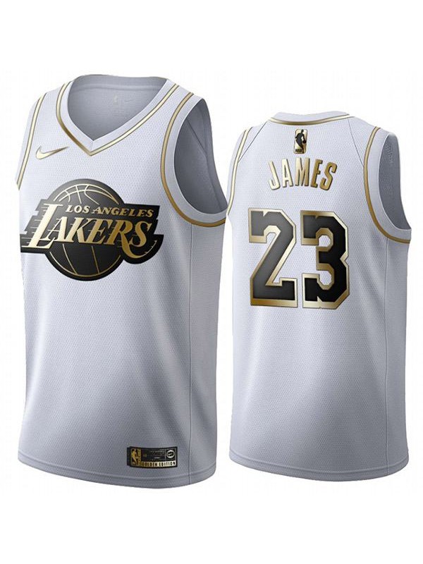 All Star Game Los Angeles Lakers 23 LeBron James White Gold ...