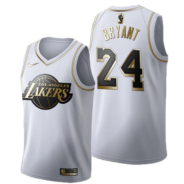 All Star Game Los Angeles Lakers 24 Kobe Bean Bryant White Gold ...