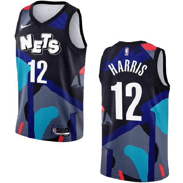 Brooklyn Nets jersey city edition Joe Harris KAWS 12 black uniform men's basketball shirt swingman vest 2023-2024