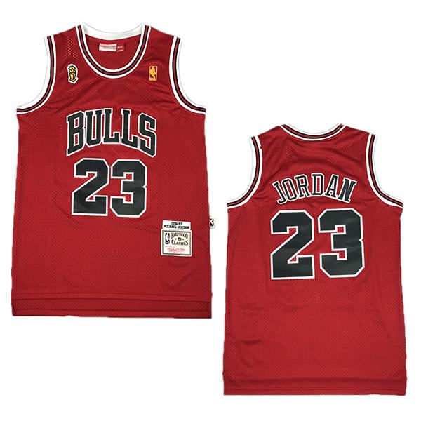 Bulls Michael Jordan Road 23 Champion Edition Basketball Uniforms Retro Jerseys Red 1996-1997