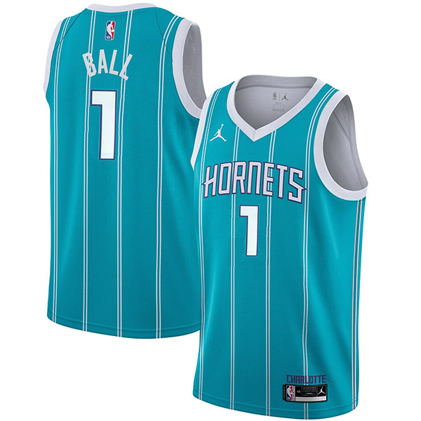 Charlotte Hornets 1 LaMelo Ball jersey 75th city basketball uniform swingman limited edition kit cyan shirt 2022