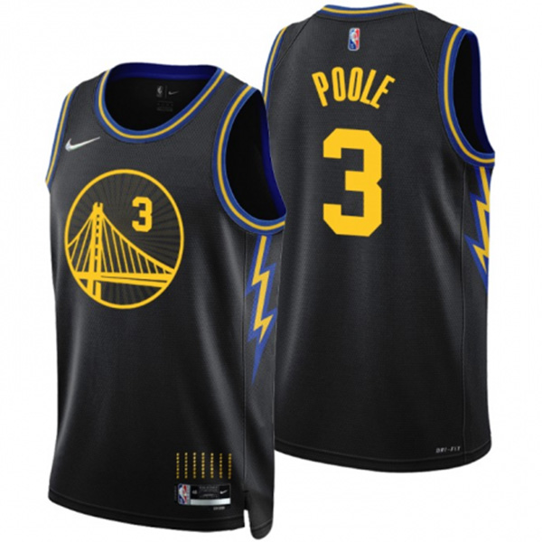Golden State Warriors 3 Jordan Poole jersey 75th basketball uniform  swingman city kit limited edition black
