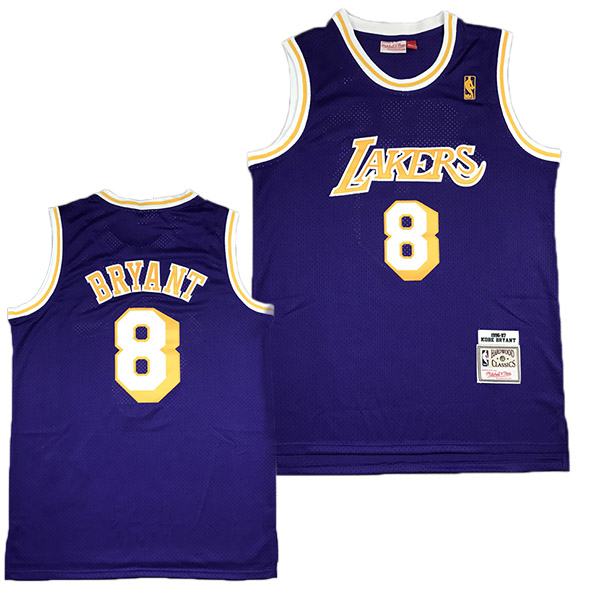 Latest Los Angeles Lakers Kobe Bryant 8 Basketball Jersey NBA Retro Commemorative Edition Swingman Shirt Purple
