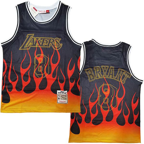 Los angeles lakers 8 Kobe Bean Bryant city edition jersey retro fire  swingman jersey men's Nba