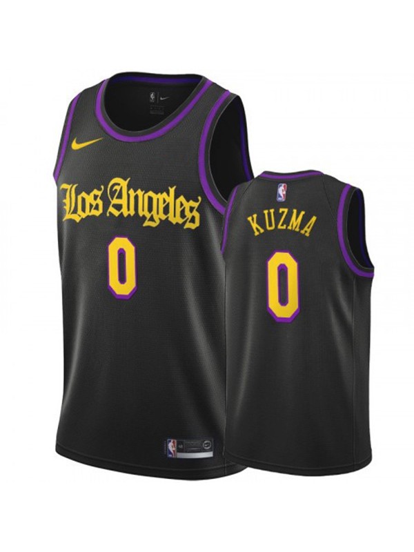 Men 0 Kyle Kuzma Jersey City Edition Black Los Angeles Lakers