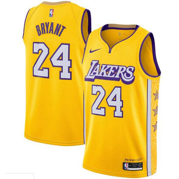 Men's Los Angeles Lakers Kobe Bryant 24 City Edition Jersey Yellow ...