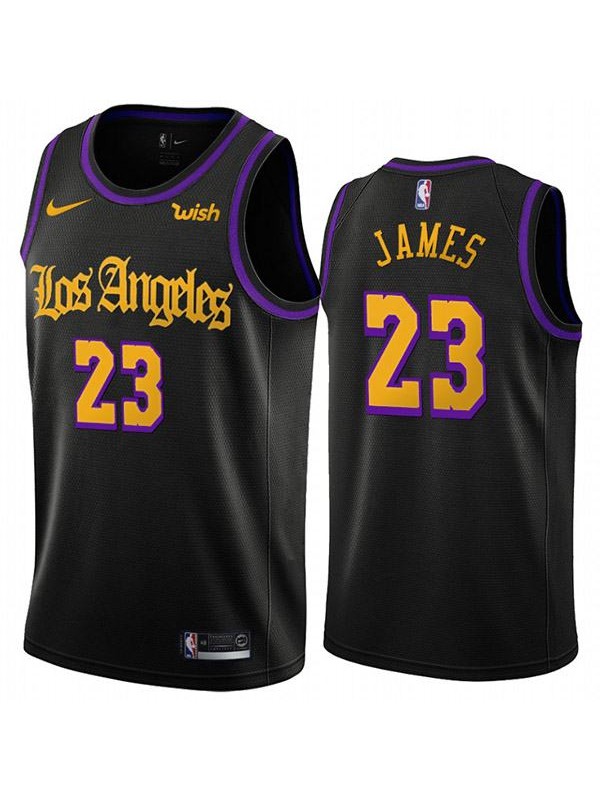 Men's Los Angeles Lakers LeBron James 23 Black City Creative ...