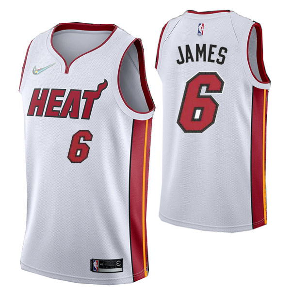 Miami Heat 6 LeBron James jersey men's city basketball uniform swingman  limited edition kit white shirt