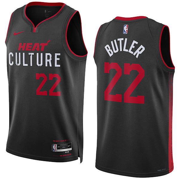 Miami heat jimmy butler 22 dri-fit city edition jersey men's black icon swingman uniform basketball shorts vest