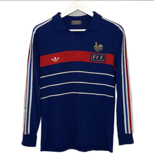 France home vintage retro long sleeve soccer jersey maillot match men's  first sportswear football shirt 1984