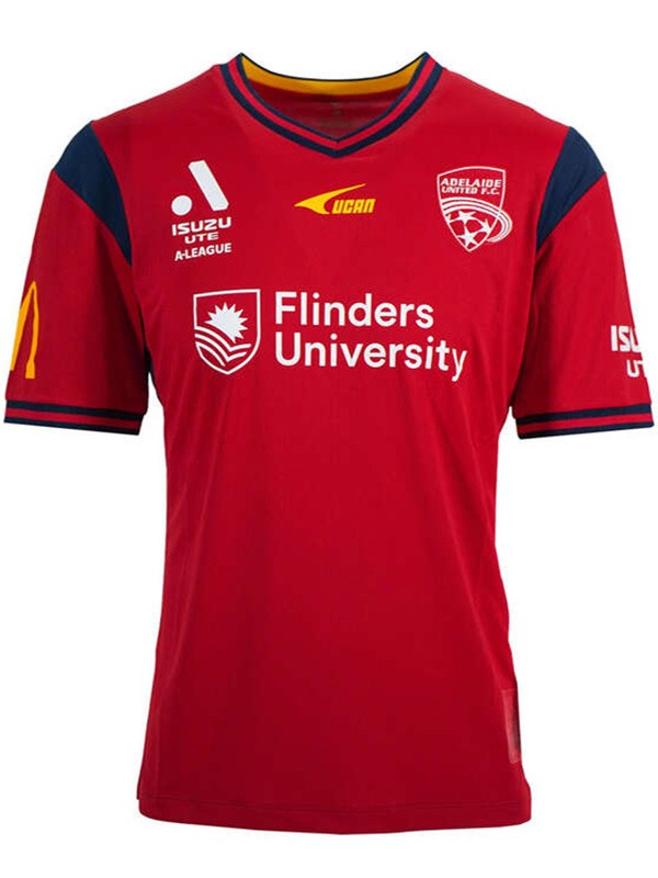 Adelaide United home jersey red soccer uniform men's first sports football kit top shirt 2023-2024