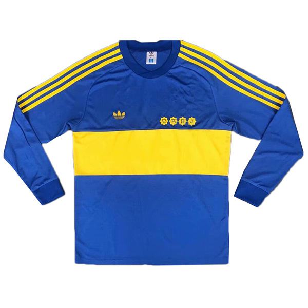Boca Juniors home long sleeve retro soccer jersey maillot match men's first sportwear football shirt 1981