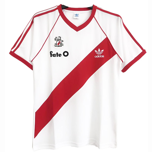 River plate home retro jersey soccer uniform men's first football tops shirt 1986-1987