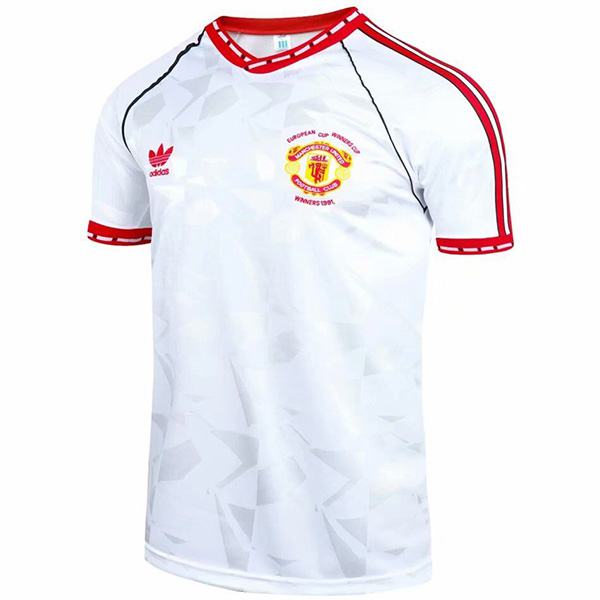 Manchester United away ECWC final retro soccer jersey maillot match men's 2ed sportwear football shirt 1991
