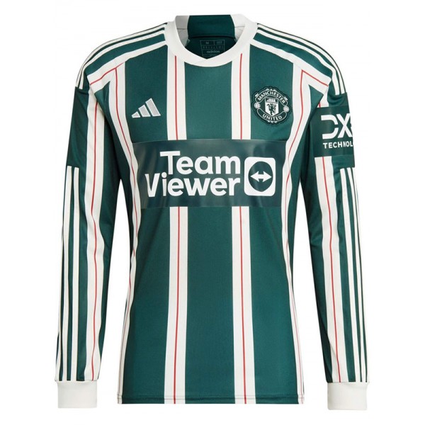 Manchester united away long sleeve jersey soccer uniform men's second football kit top sports shirt 2023-2024