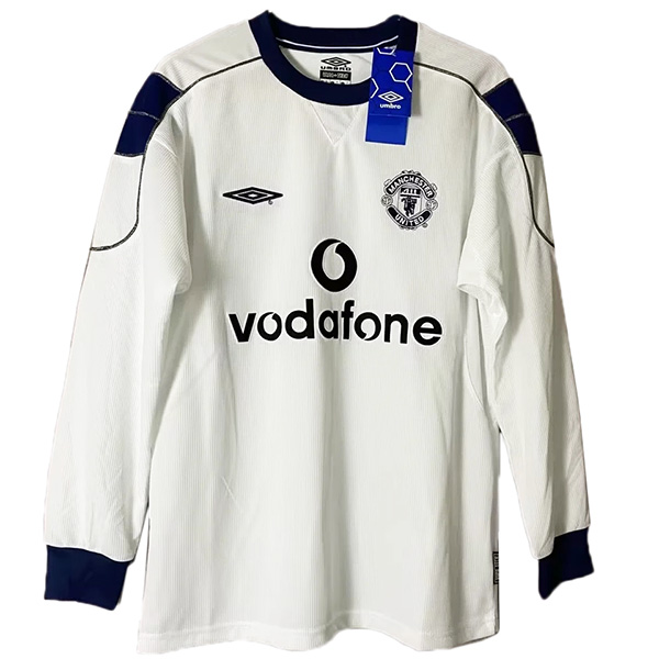 Manchester united away long sleeve retro jersey men's second uniform football tops sport kit soccer shirt 1999-2000