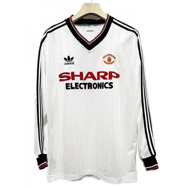 Manchester united away long sleeve retro jersey soccer uniform men's second sportswear football kit top shirt 1983-1984