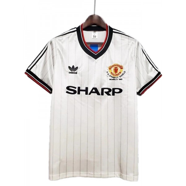 Manchester united away retro jersey charity shield wembley soccer uniform men's second sportswear football kit top shirt 1983-1984