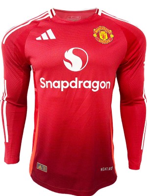 Manchester united home long sleeve jersey first soccer uniform men's sportswear football kit top shirt 2024-2025