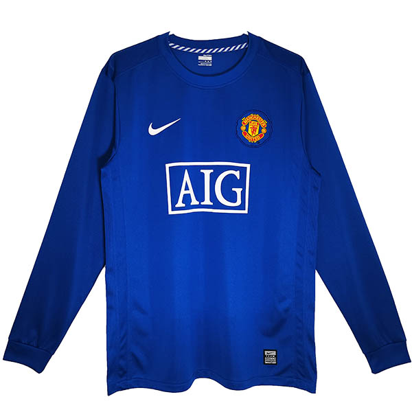 Manchester united third long sleeve jersey retro soccer uniform men's 3rd football kit sports tops shirt 2008-2009
