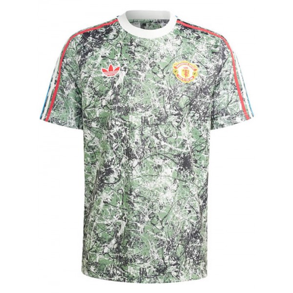 Manchester united training jersey pre-match soccer uniform men's sportswear green football tops sports shirt 2024-2025