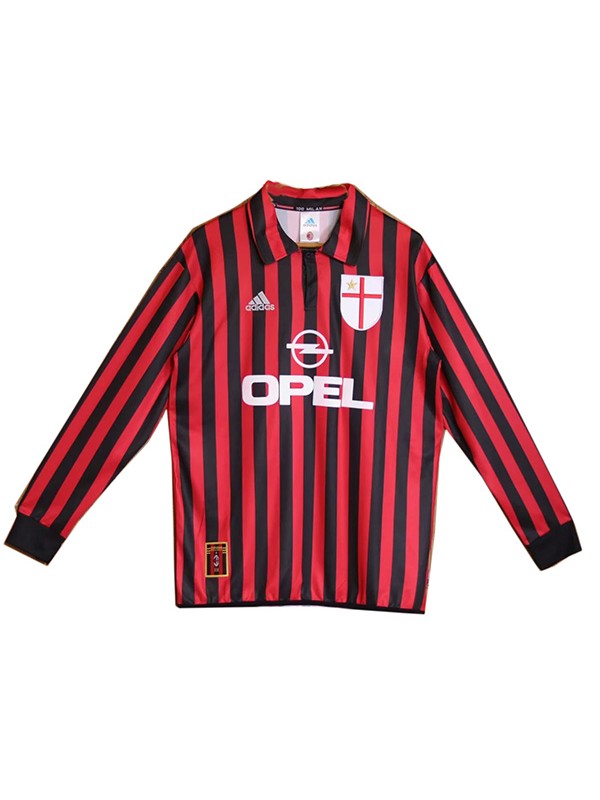 AC milan home long sleeve retro jersey men's first sportswear football shirt 1999-2000