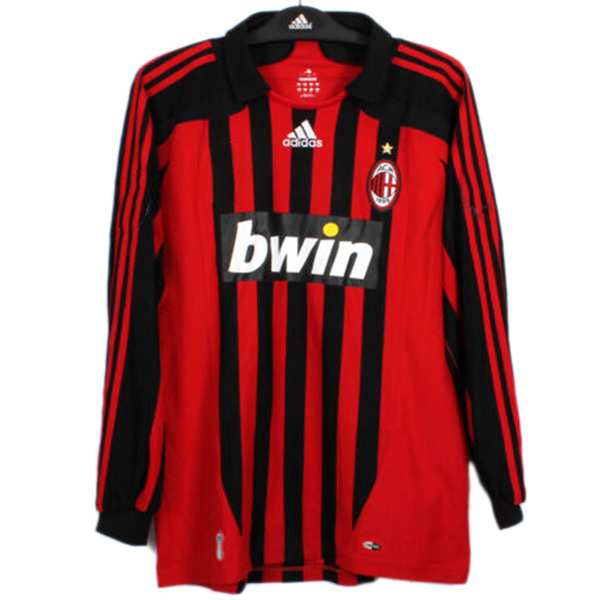 AC milan home long sleeve retro jersey men's first sportswear football shirt 2007-2008