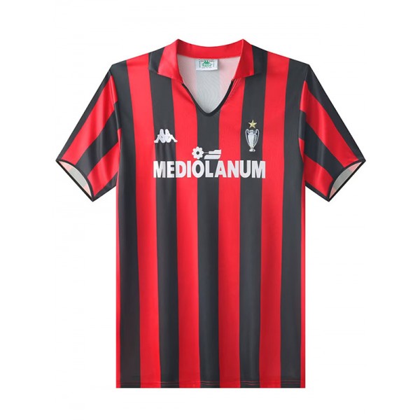 AC milan home retro jersey soccer uniform men's first sportswear football kit top shirt 1989-1990
