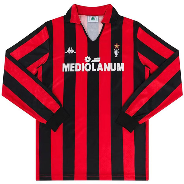 AC milan home retro long sleeve jersey soccer uniform men's first sportswear football kit top shirt 1989-1990