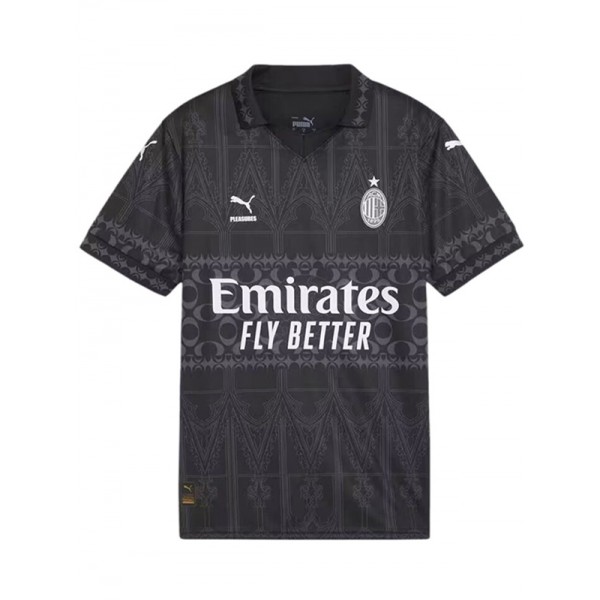 AC milan x pleasures authentisches jersey black soccer uniform men's football kit tops sport shirt 2024-2025