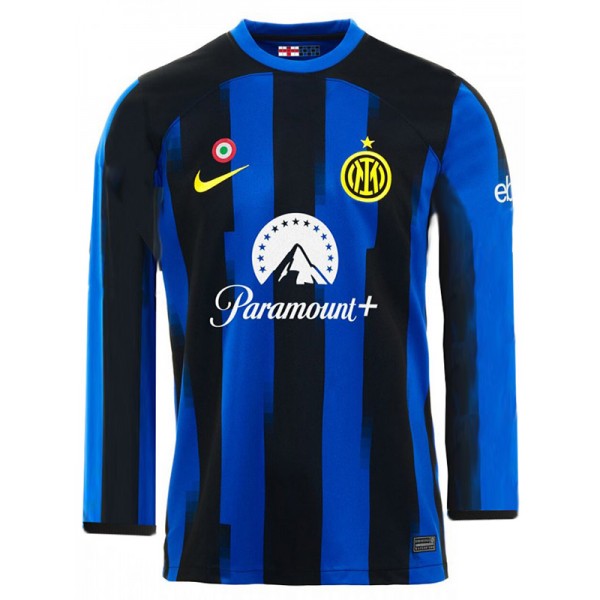 Inter milan home long sleeve jersey soccer uniform men's first football kit top sports shirt 2023-2024