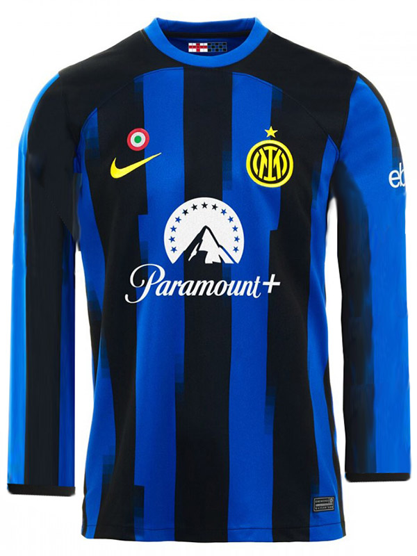 Inter milan home long sleeve jersey soccer uniform men's first football kit top sports shirt 2023-2024