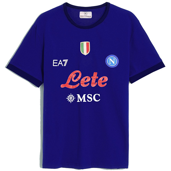 SSC Napoli pre-match jersey blue retro uniform men's soccer sportswear football tops sports shirt 2023-2024