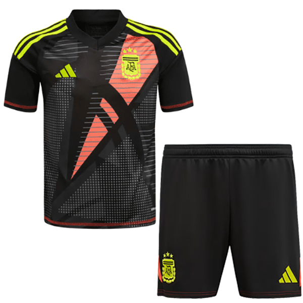 Argentina goalkeeper kids jersey soccer kit children black football mini shirt youth uniforms Euro 2024 cup