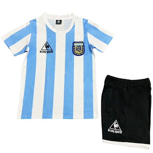 Argentina home kids retro jersey soccer kit children vintage first football mini shirt youth uniforms 1986