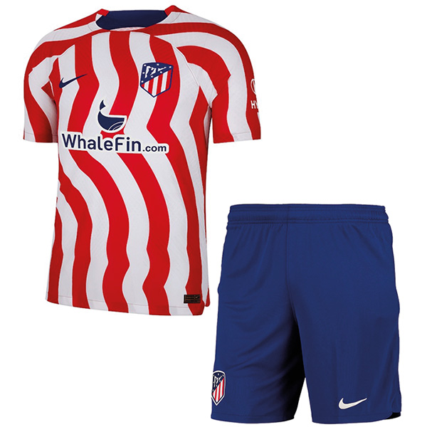 Atlético de Madrid home kids kit soccer jersey children first football mini shirt youth uniforms 2022-2023