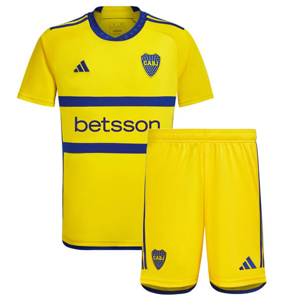 Boca juniors away jersey soccer kit children second football mini shirt youth uniforms 2023-2024